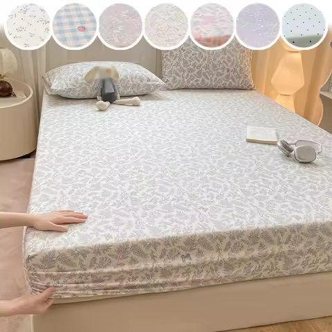 Soft Floral Fitted Bed Sheet Double-layer Yarn Technique Elastic Edges Deep Pocket Sheet Full Covera