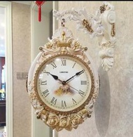 復古鐘 家用藝術雙面掛鐘客廳掛錶創意歐式復古靜音石英鐘錶個性現代時鐘