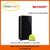 SHARP SJ-PG60P2-BK 600L GRAND TOP REFRIGERATOR - 2 YEARS SHARP WARRANTY + FREE DELIVERY