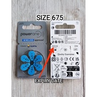Hearing aid battery. PowerOne Size P675（ not for Implants cochlea devices ）. Made in Germany .Price 