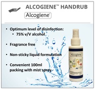 Alcogiene Handrub Instant Hand Sanitizer Liquid 75% Alcohol 100ml Mist Spray - WHO Formulation [Majuhin]