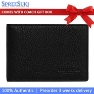 Coach Men Men Wallet In Gift Box Compact Billfold Wallet Gunmetal Black # CM167