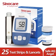 Sinocare Safe AQ Angel Blood Glucose Test &amp; 25pcs Test Strips &amp; 25 Lancets Glucometer Kit Diabetes Test Kit Blood Sugar Meter Glucometer Set