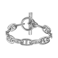 [High Luxury Running Leg] European Direct Mail Hermes Hermes Silver Bracelet Large Size logo Chain S