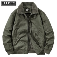 Jeep Spirit 1941แจ็คเก็ตผ้าขนสัตว์เสื้อกันหนาวแบบถักของผู้ชายเสื้อกันหนาวกีฬามีฮู้ดและฤดูหนาวฤดูใบไม