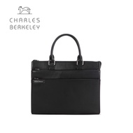 Charles Berkeley WILLIAMS Men's Laptop Bag Briefcase Water Resistant Nylon Mix Calf Leather (PB-19075)