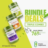 Simplee Supplements Triple Combo Bundle – Ginkgo Biloba + GlutaGenC + Ascorbic Acid for Brain, Skin 