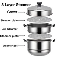 High Quality 3 Layer Steamer Big Stainless Steel Siomai Steamer 3 Layers Multi-function (3 Sizes)