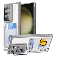 With Lens Film Cover Card Holder Suitable For Samsung S23 S22 Ultra FE Phone Case S21FE A55 Protecti