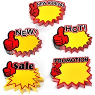 250Pieces English Label Tags Burst Signs Star for Retail, Mini Size 5 Blank Star Shape Display Tags 