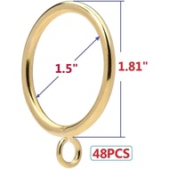 48Pcs 1.5-Inch Inner Diameter Metal Curtain Rings with Eyelets,Fits Up to 1 1/4-Inch Rod,4 mm Diamet