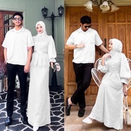 Couple Salira Putih Baju Muslim Pasangan Brukat Pesta Mewah Jen At