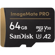 SanDisk 64GB ImageMate PRO microSDXC UHS-1 メモリーカード アクションカム用アダプター付き - C10 U3 V30 4K UHD A2 Micro SD カ