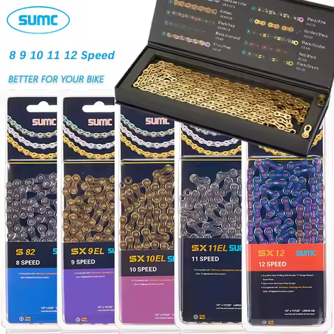 SUMC Bicycle Chain 9 10 11 12 Speed 9s 10s 11s 12s Titanium Ultralight MTB Mountain Road Bike Chains