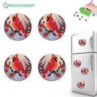 4PCS Diamond Painting Refrigerator Magnet Round Diamond Painting Magnet Refrigerator Cardinal for Adults Kids Beginners