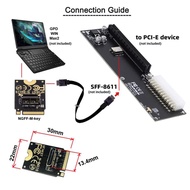 2230 NVMe M.2 Male to Oculink SFF-8612 SFF-8611 PCI-E4.0 67 Pin Female Vertical Host Adapter for NVM
