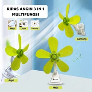 [ ZONA ELECTRONIC ] 3 in 1 Clamp Fan (wall, sitting, clamp) Mini Clip-on Fan 5 blades 30w Mini Clip-