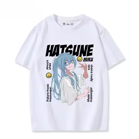 Hatsune MIKU MIku Anime Co-branded Peripheral Short-sleeved T-shirt for Boys and Girls Cotton Two-di