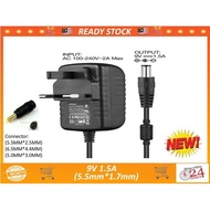 AC to DC Power Supply Adapter 9V 1.5A