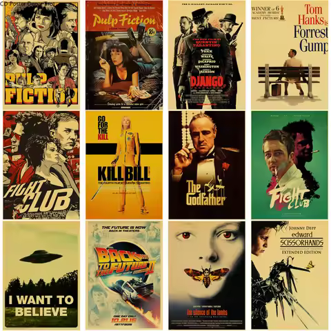 Classic Movie Series Retro Poster Kraft Paper Pulp Fiction Kill Bill Godfather Posters Vintage Home 
