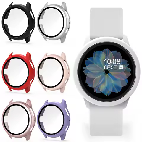 Glass+Case For Samsung Galaxy watch active 2 44mm 40mm All-Around cover bumper+Screen Protector film