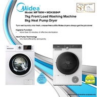 Bundle - MIDEA MF768W Washing Machine 7kg + MDK888HP HeatPump Dryer 8kg - (FREE STACKING KIT)