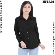 CORATCORETUDIO XXXL 3XL XXL XL L M S XS Kemeja Wanita Hem Cewek Jumbo Big Size Lengan Panjang Polos 