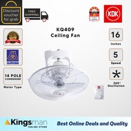 [Kingsman] KDK Auto Fans 40cm/16" KQ409 360° Degree Adjustment Angles Wall Table Electric Ceiling Fan Kipas KDK Malaysia