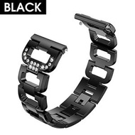 [1件裝] 黑色 適用於 Fitbit versa / versa 2 鑲鑽不銹鋼錶帶