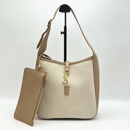 YSL 帆布拼皮金扣hobo肩背腋下子母包 22*22*9 98新配件塵袋