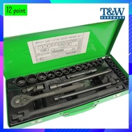 26pcs 8-32mm 1/2" Drive Socket Wrench Set (12 point) [T&W Hardware]