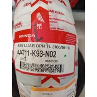 Original AHM outer tire 100/90-12 110/90-12 tubbles scoopy tayar motor tubeless murah