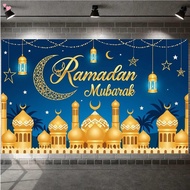 180 x 110 cm/6x3.6ft Mocsicka Ramadan Mubarak Decorations Backdrop Blue Gold Muslim Ramadan Kareem B