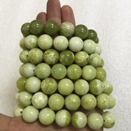 [HCM]Vòng tay chuỗi hạt cẩm thạch màu vàng bơ ngọc serpentine khai thác tại việt nam 16 ly (1.6 cm) 