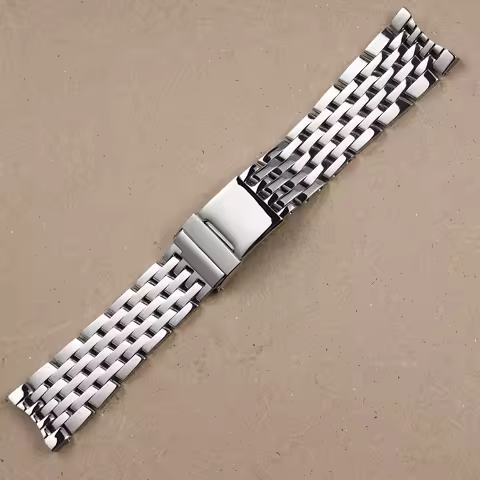 new 24mm polished silver solid stainless steel watchband for Breitling Navitimer deployment clasp wr