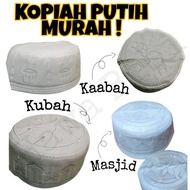 Kopiah Rendah Haji Umrah Putih Kaabah / Mekah / Kubah / Masjid Songkok Haji / Kopiah Dewasa dan Kanak-Kanak