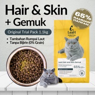 LeaH 34 Hair and Skin Gemuk 1.1kg Grain Free Premium Dry Cat Food Picky High Protein Makanan Kucing 