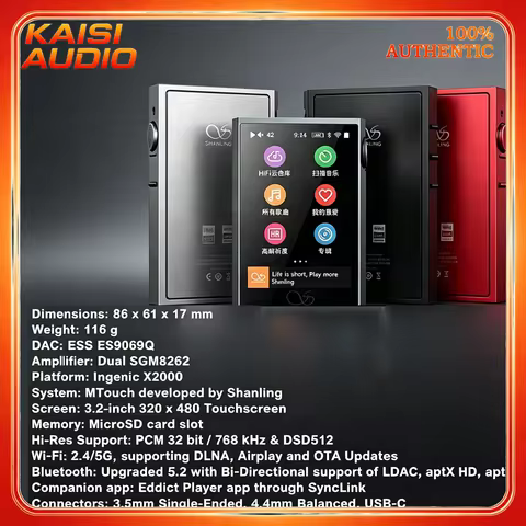 SHANLING Lossless Balance 4.4 Music Player - Portable MP3 Walkman - DAC Bluetooth Pure Audio Device 