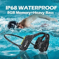 Swimming IP68 Waterproof Bone Conduction Headset Open Wireless BT 5.2 Ear Hook Earphones Sport