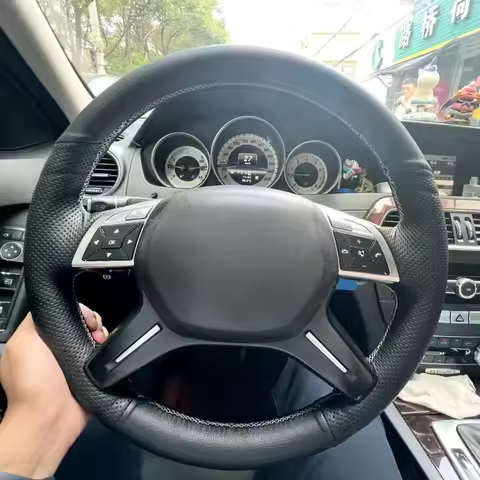 Car Steering Wheel Cover DIY Microfiber Leather Hand Sewing For Mercedes Benz C180 C200 C260 E200 E2