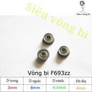 Flange bearing F693ZZ - Rim bearing F693ZZ - Standard 3x8x4 (9.5mm rim)