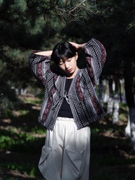 日式和風 黑條紋民族風道袍