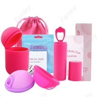 Feminy Menstrual Disc With Applicator And Sterilizer Cup Medical Silicone Disco Coletor Menstrual Di