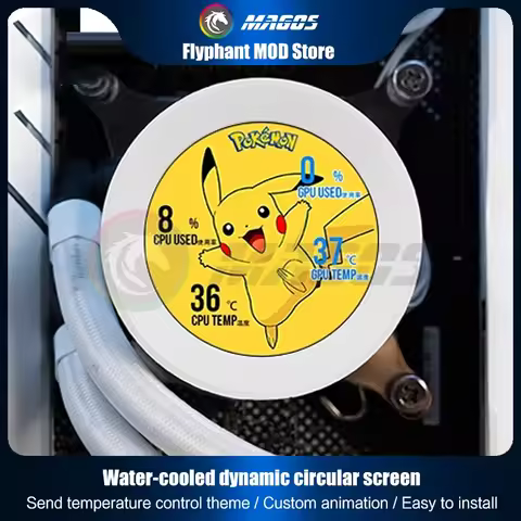 2.1 Inch IPS Screen Dynamic Display for 120 240 360 AIO CPU Watercooler, Computer Working Real Time 