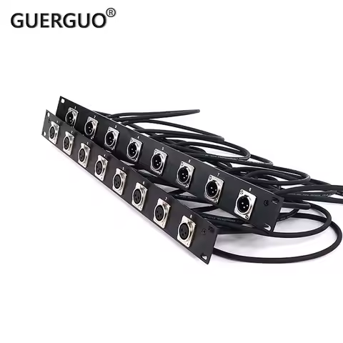 1PC Rack Patch Panel 8 Way 3 PIN XLR Female/Male Chassis Connnector 1U Flight Case Mount for Loudspe