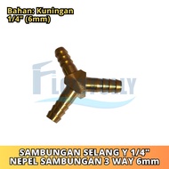 Y CONNECTION NEPEL 1/4 INCH BRASS HOSE CONNECTION 3 WAY Y CONNECTOR