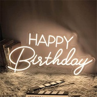 Happy Birthday Neon Sign LED Neon Bright ป้ายตกแต่ง เหมาะสําหรับห้องนอนปาร์ตี้บาร์งานแต่งงานวันเกิดผ