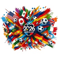 Megamo World Cup Wall Sticker 2026 Sports Bar Lottery Shop Sticker Car Comes with Adhesive Sticker 2