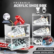 Salvo Foldable Shoe Storage Box Transparent Mmulti-Layer Stackable Shoe Box Rak Kasut Bertutup Shoe 