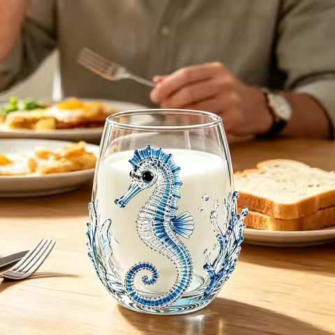3D Ring Octopus Glass Ocean Octopus Drinking Cup 3D Marine Animal Water Tumbler Stemless Wine Glasse